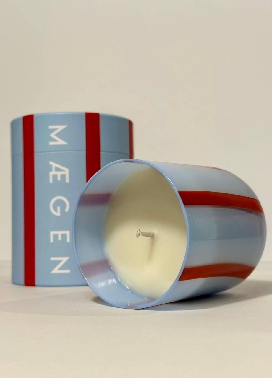 Megan Atina Glass Candle - Fresh Tomato & Mint Leaf, Blue, Red, A525_BLUE, medium