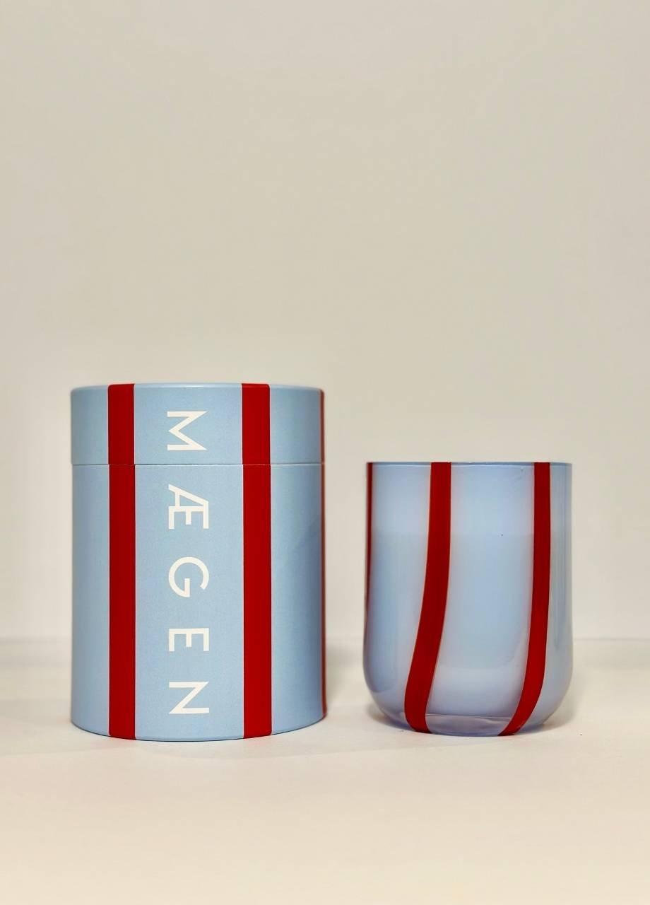 Megan Atina Glass Candle - Fresh Tomato & Mint Leaf, Blue, Red, A525_BLUE, medium