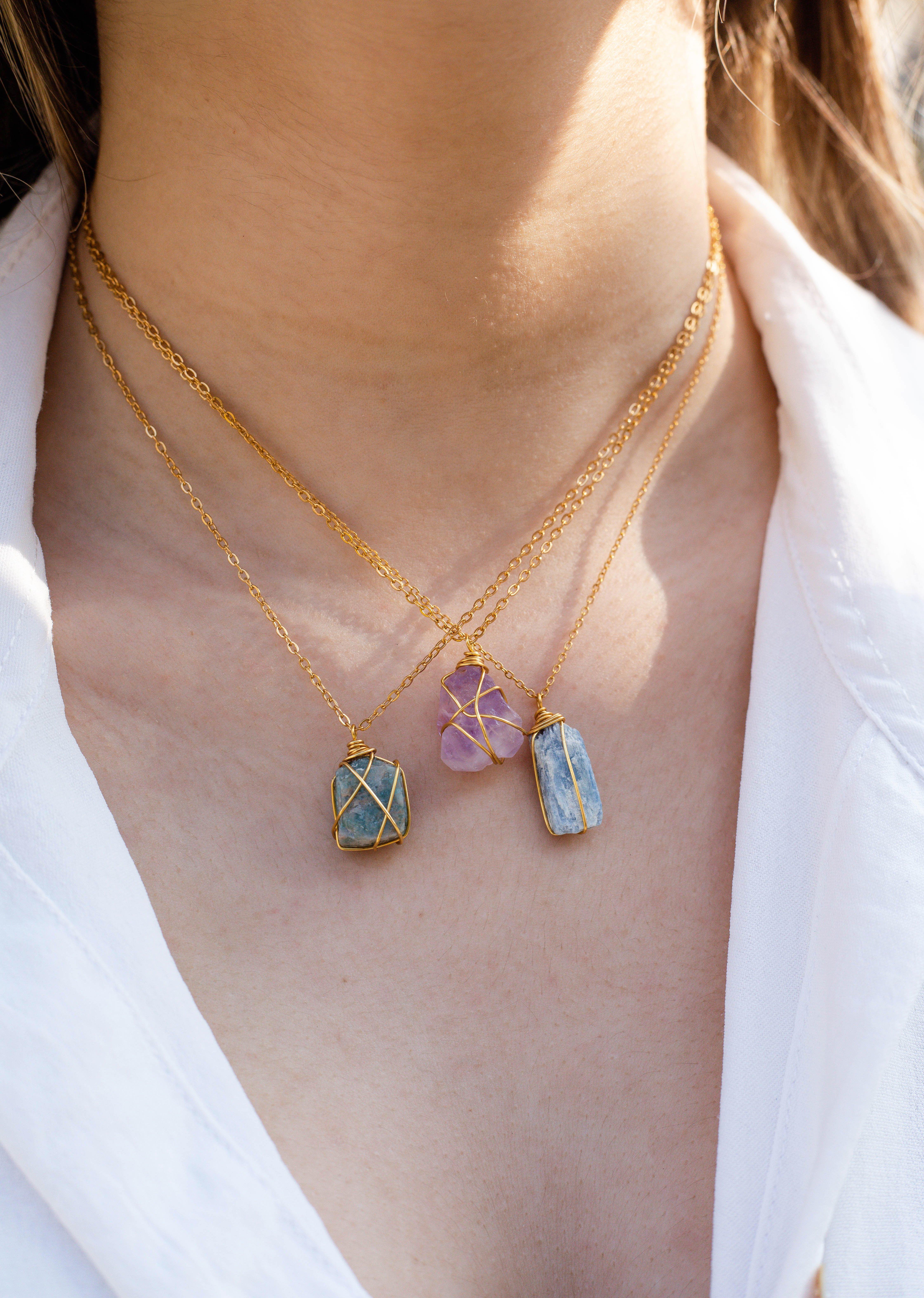 Necklace Cage Natural Stones, Multicolour, A519_0000, large image number 3