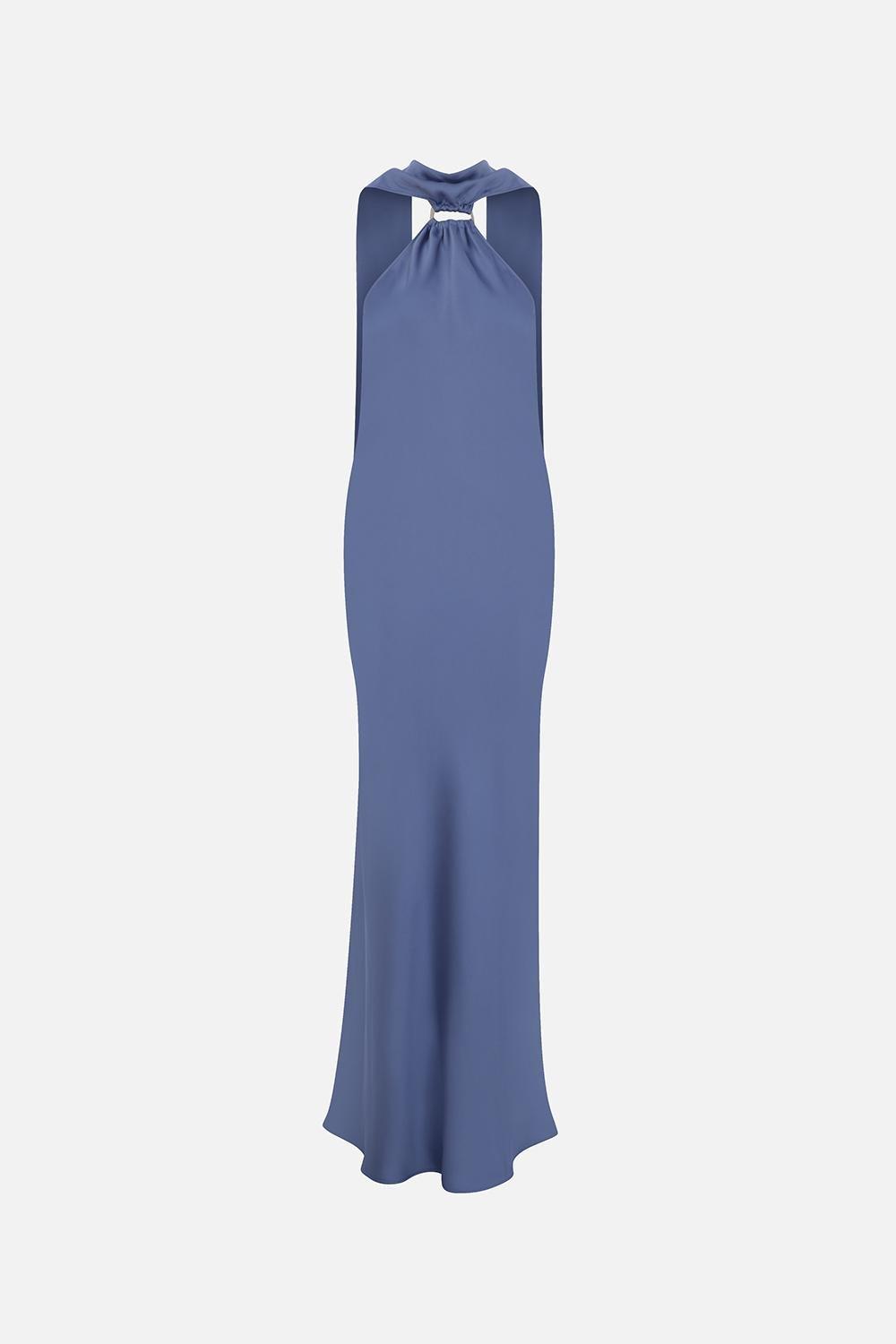 Blue Selora Open-Back Satin Maxi Dress With Accessory Detail, A529_0040, large image number 0