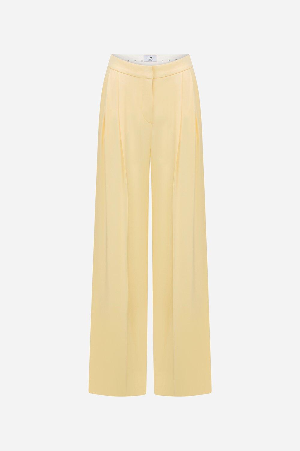 Yellow Olivia Tailored Double Pleated Trousers, A529_0073, large image number 0
