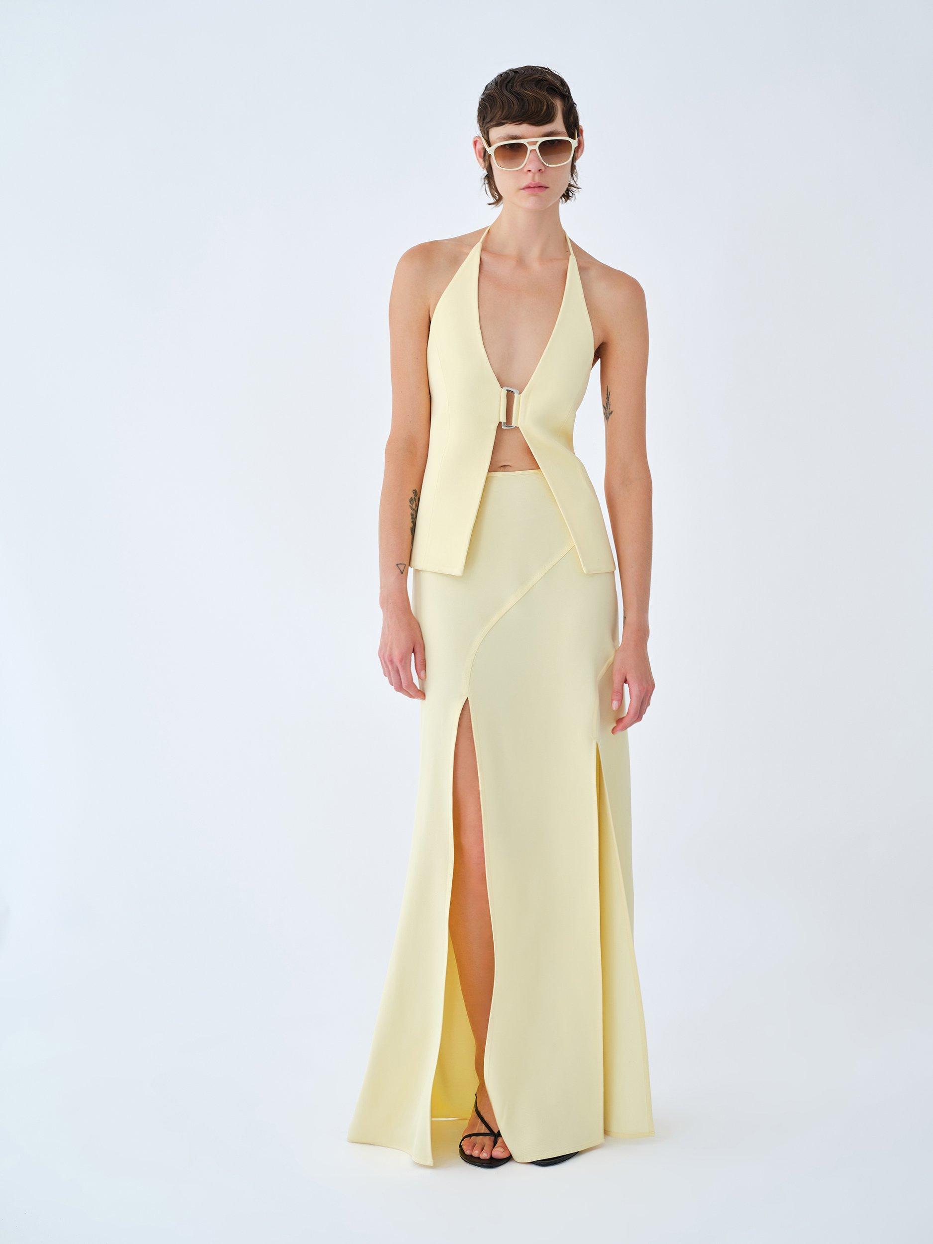 Yellow June Open-Back Vest With Front Accessory Detail, A529_0073, large image number 0