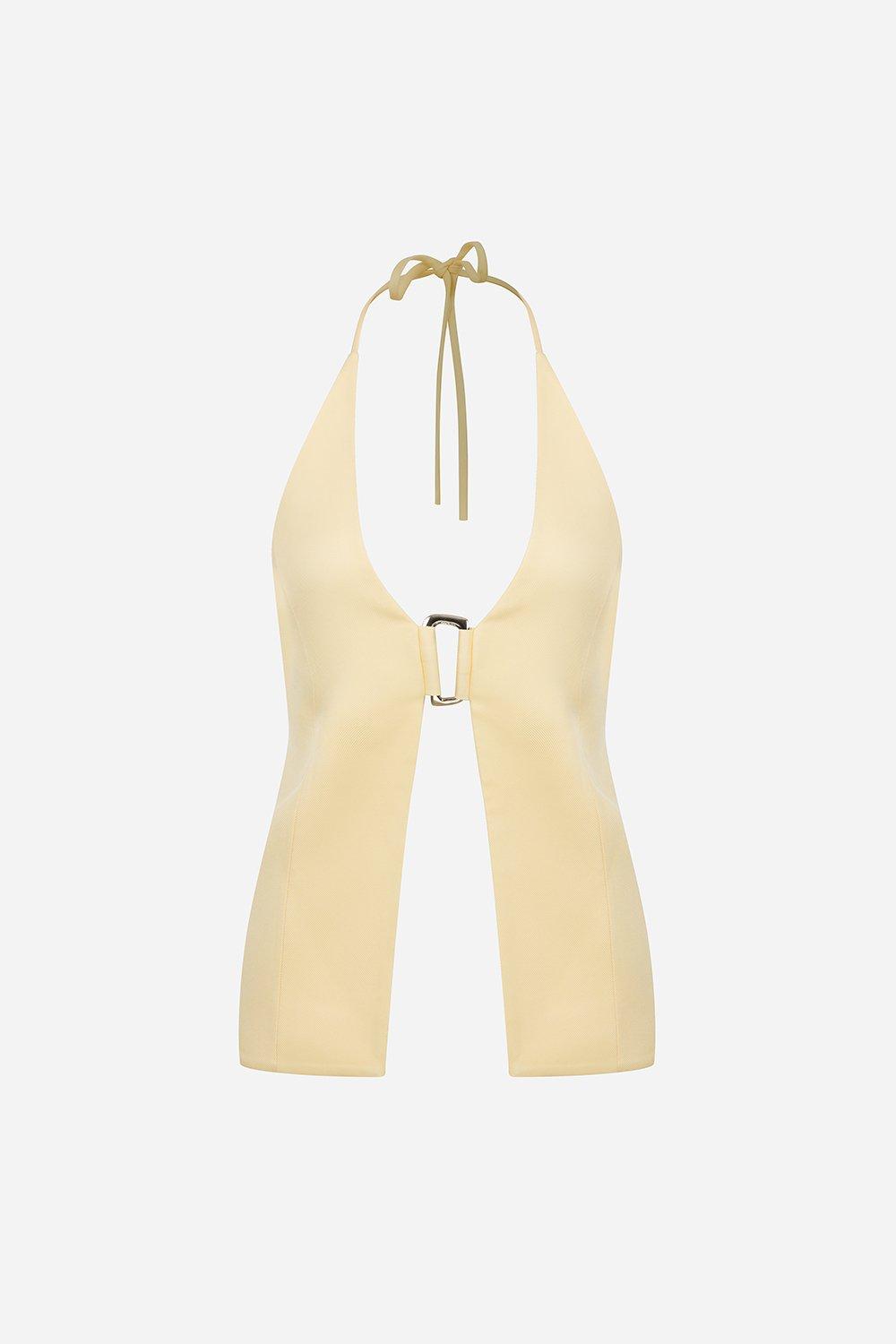 Yellow June Open-Back Vest With Front Accessory Detail, A529_0073, large image number 1