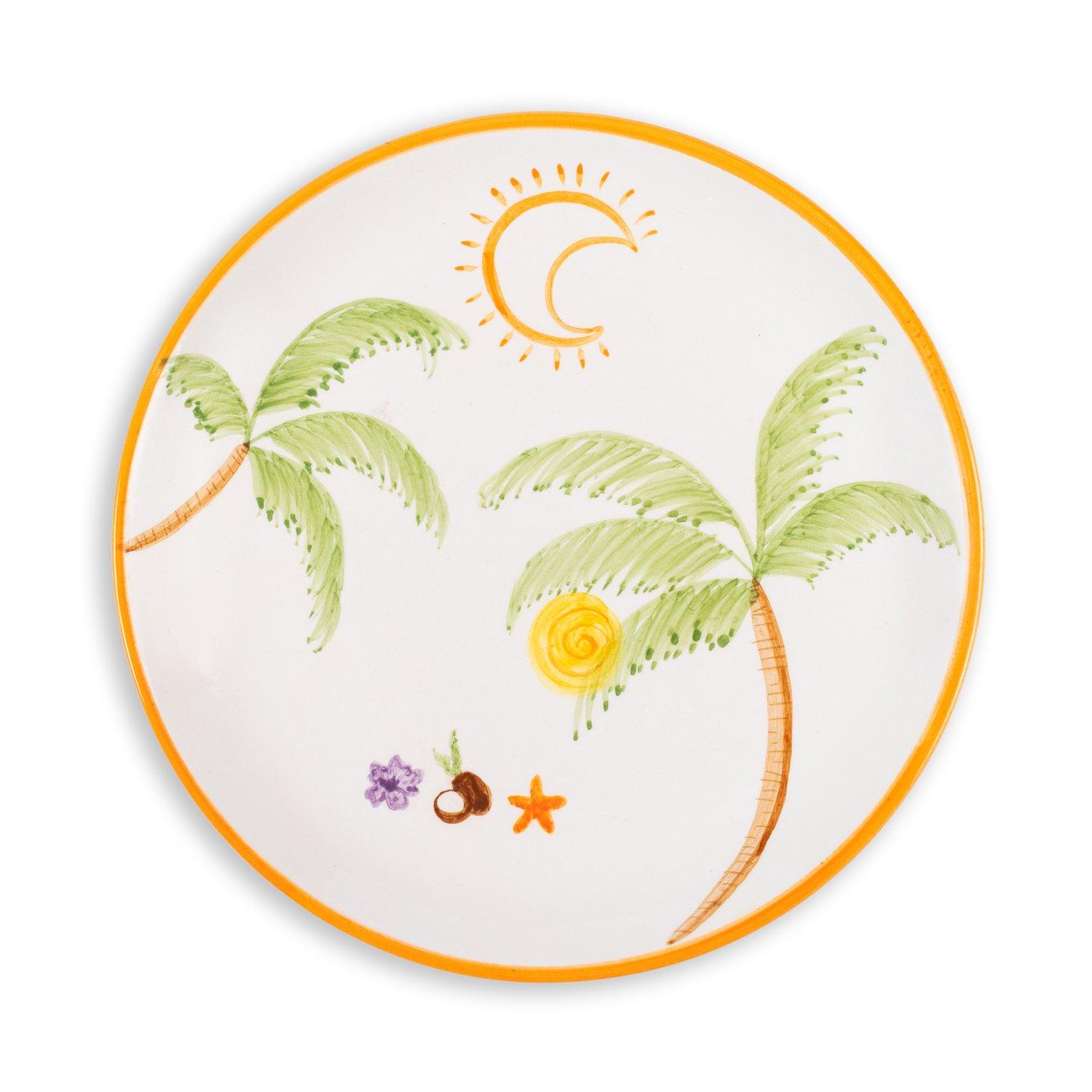 Palm Beach Ceramic Dinner Plate 2, Multicolour, A516_PALM, large image number 0