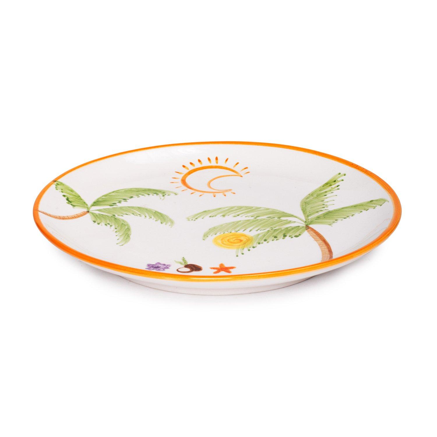 Palm Beach Ceramic Dinner Plate 2, Multicolour, A516_PALM, medium