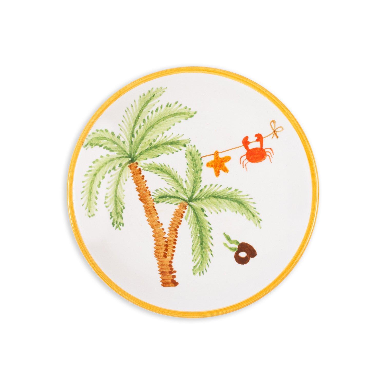 Palm Beach Ceramic Dessert Plate, Multicolour, A516_PALM, medium