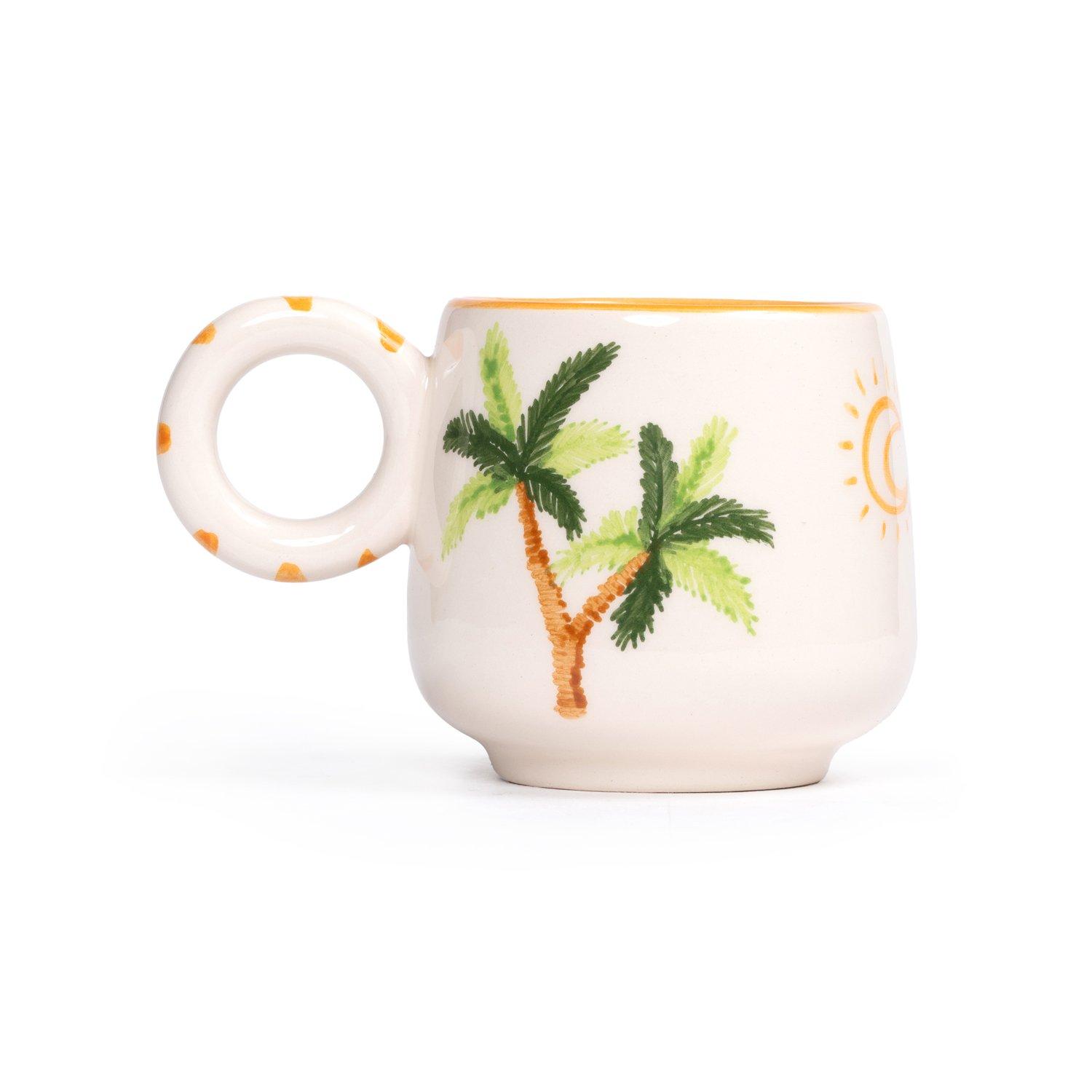 Palm Beach Handled Mug, Orange, A516_PALM, large image number 1