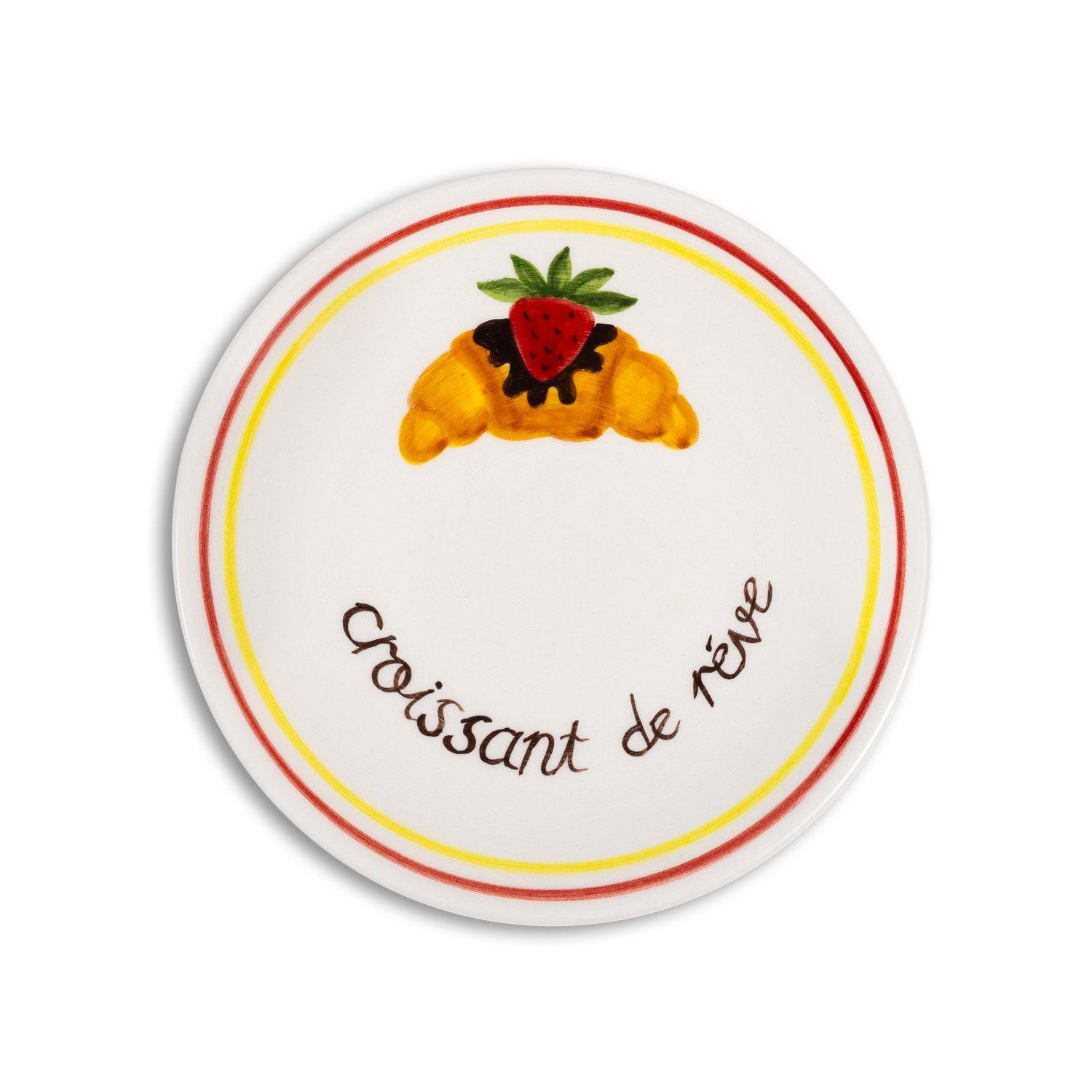 Petit Croissant Ceramic Dessert Plate, Multicolour, A516_PETI, large image number 0