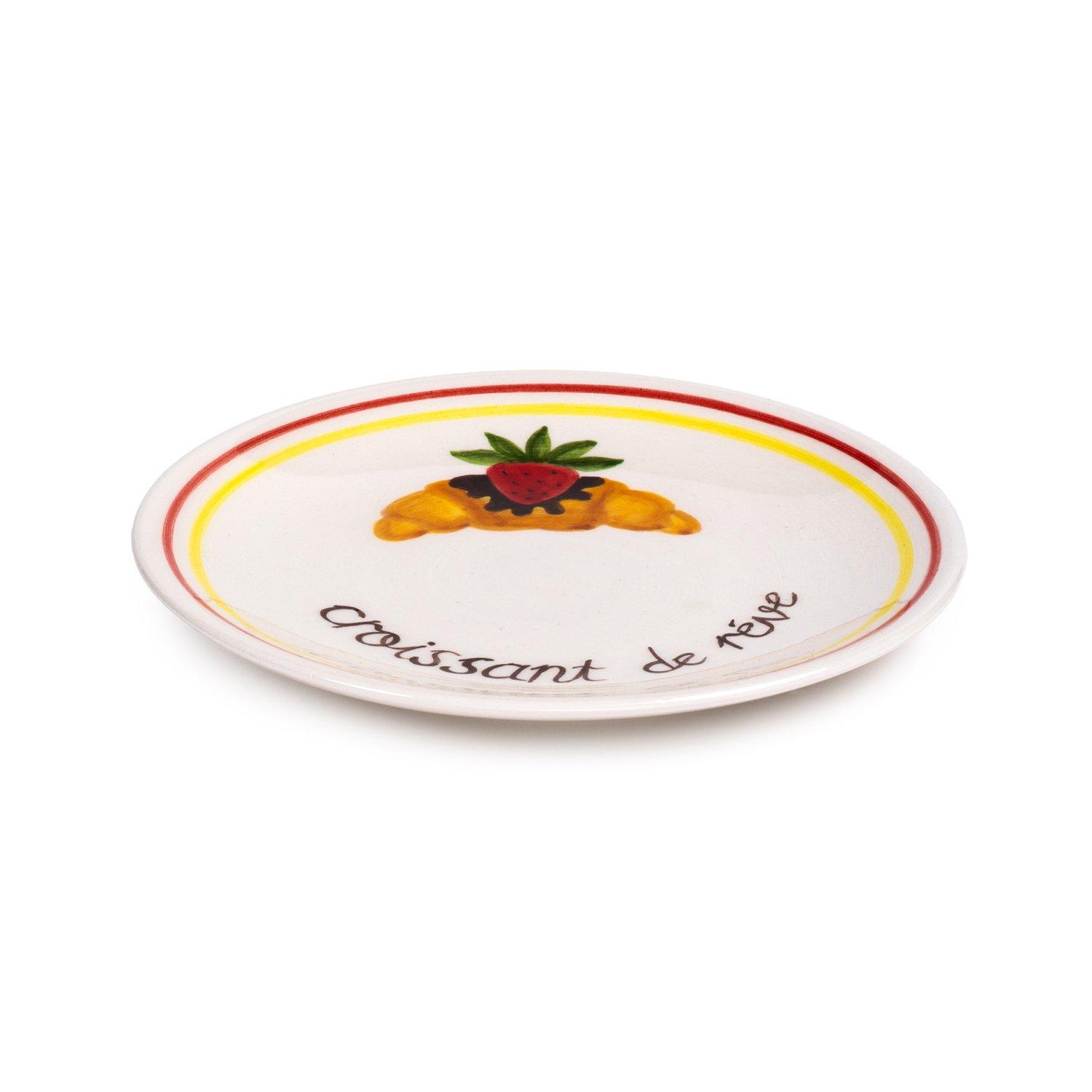 Petit Croissant Ceramic Dessert Plate, Multicolour, A516_PETI, large image number 1