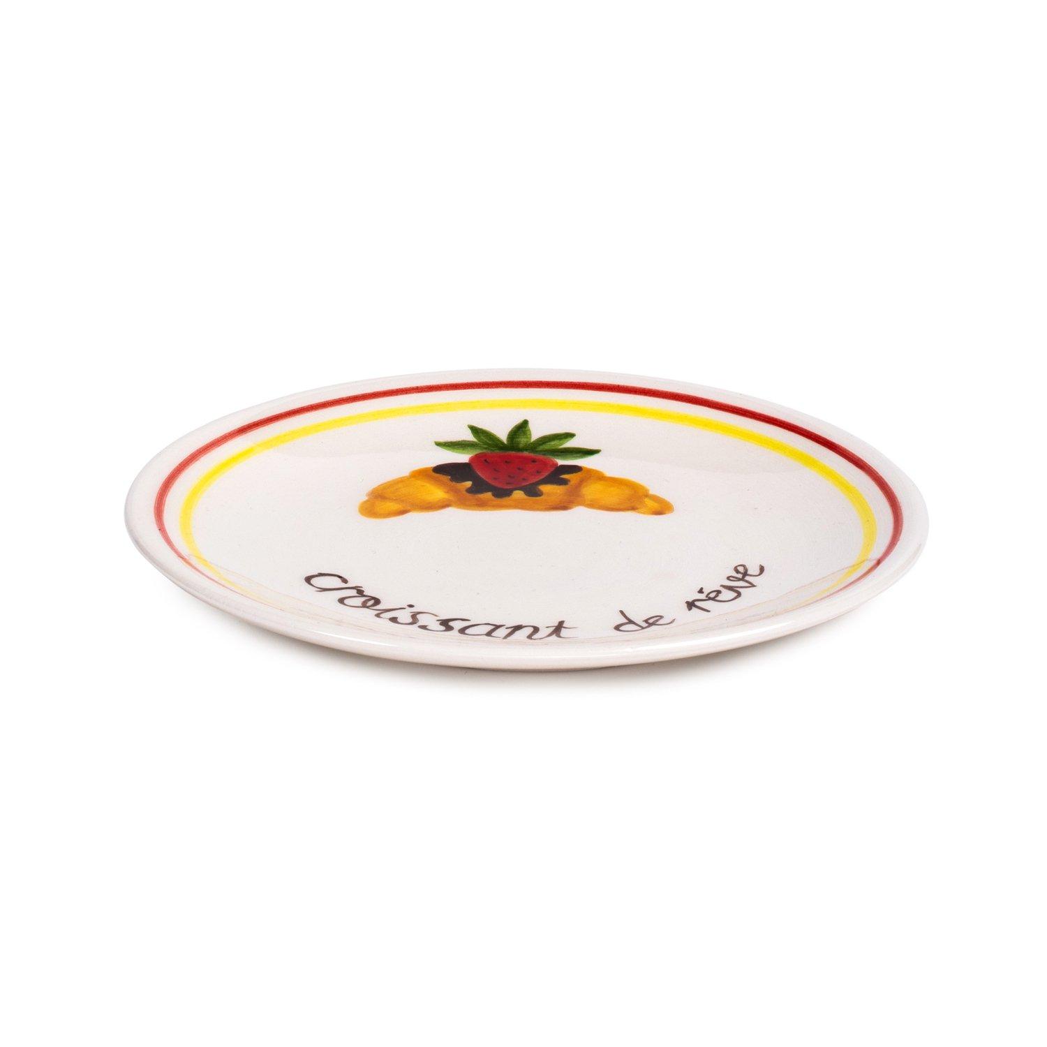 Petit Croissant Ceramic Dessert Plate, Multicolour, A516_PETI, large image number 2