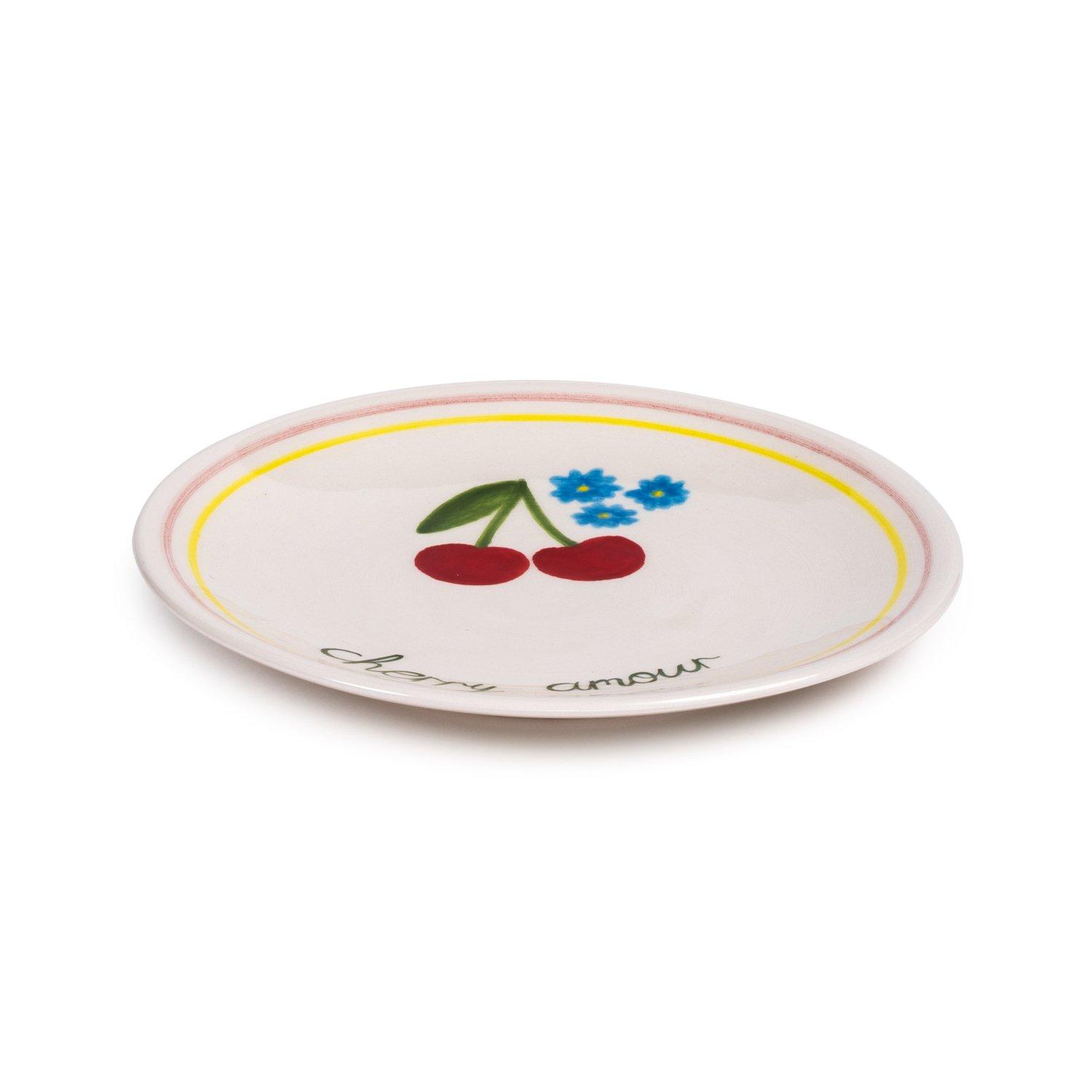 Petite Cherry Ceramic Dessert Plate, Multicolour, A516_PETI, large image number 1