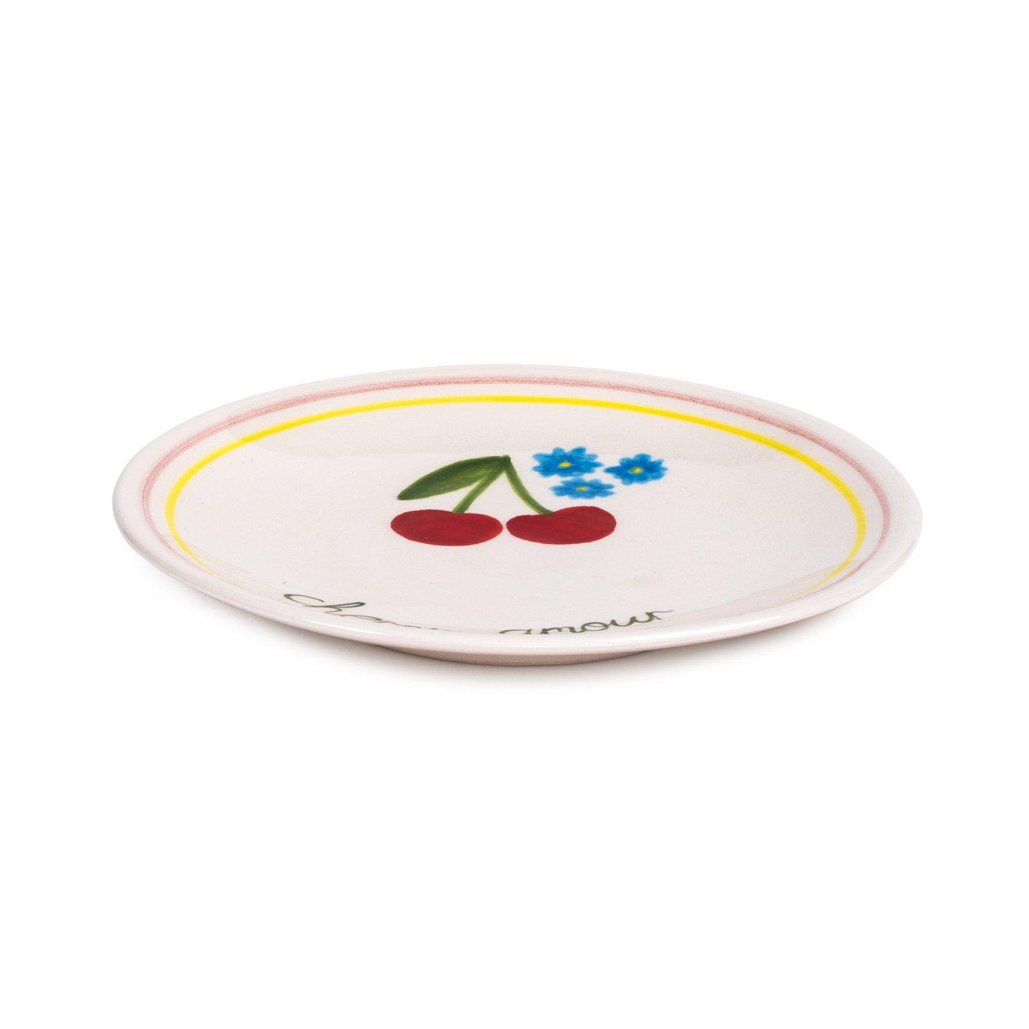 Petite Cherry Ceramic Dessert Plate, Multicolour, A516_PETI, large image number 2