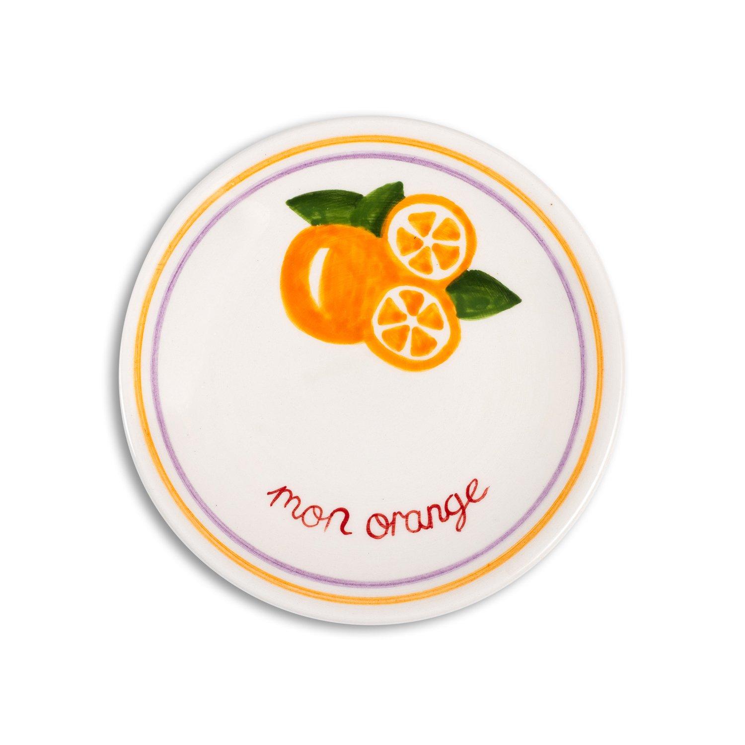 Petit Orange Ceramic Dessert Plate, Multicolour, A516_PETI, large image number 0