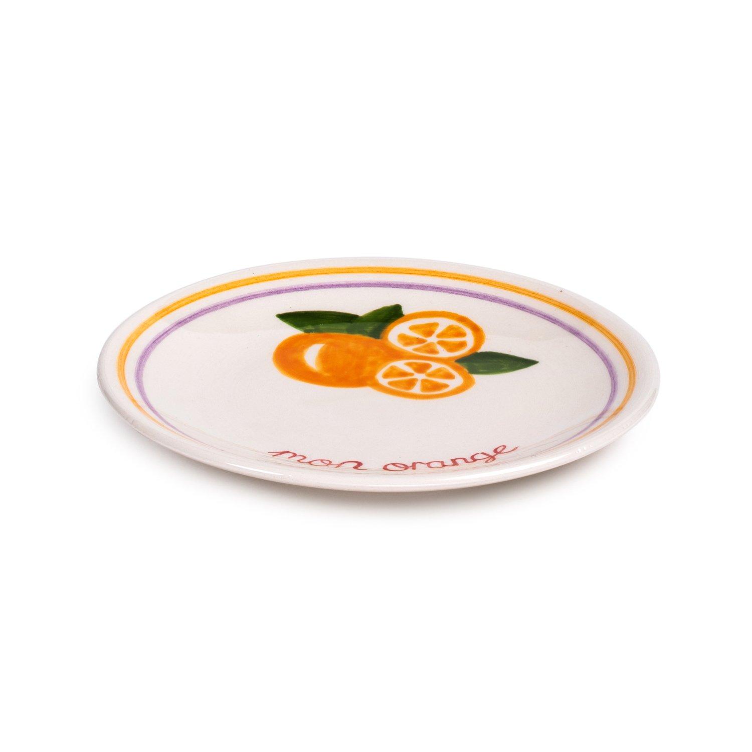 Petit Orange Ceramic Dessert Plate, Multicolour, A516_PETI, large image number 1