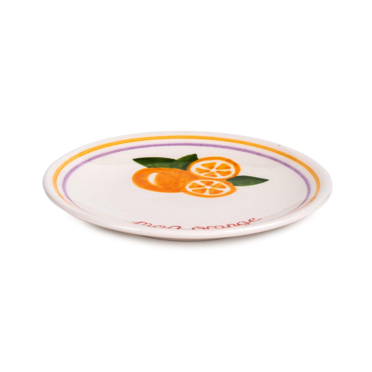 Petit Orange Ceramic Dessert Plate, Multicolour, A516_PETI, large image number 2