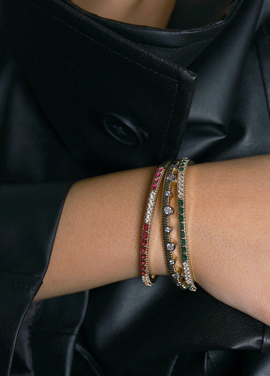 Bangle Bracelet, Green, A528_0070, large image number 0