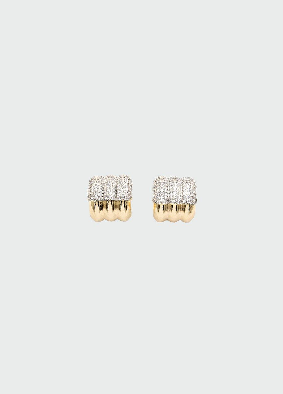 Mini Trio Shaped Stud Earring, Gold, A528_0007, large image number 0