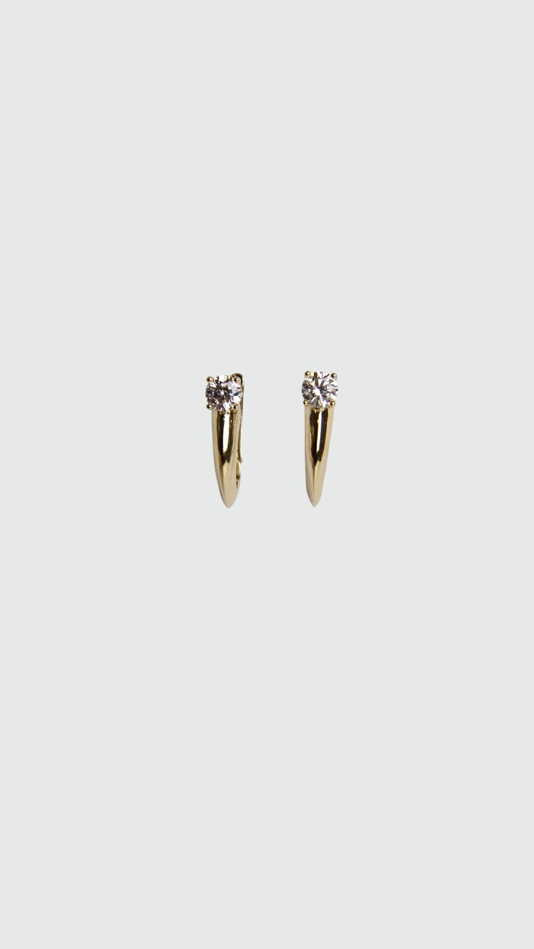 Dual Mix Minimal Earring, Gold, A528_0070, large image number 0