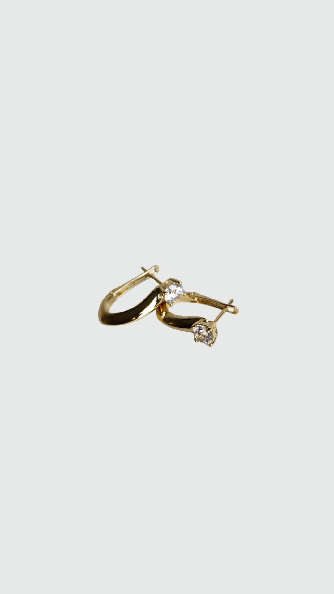 Dual Mix Minimal Earring, Gold, A528_0070, large image number 1