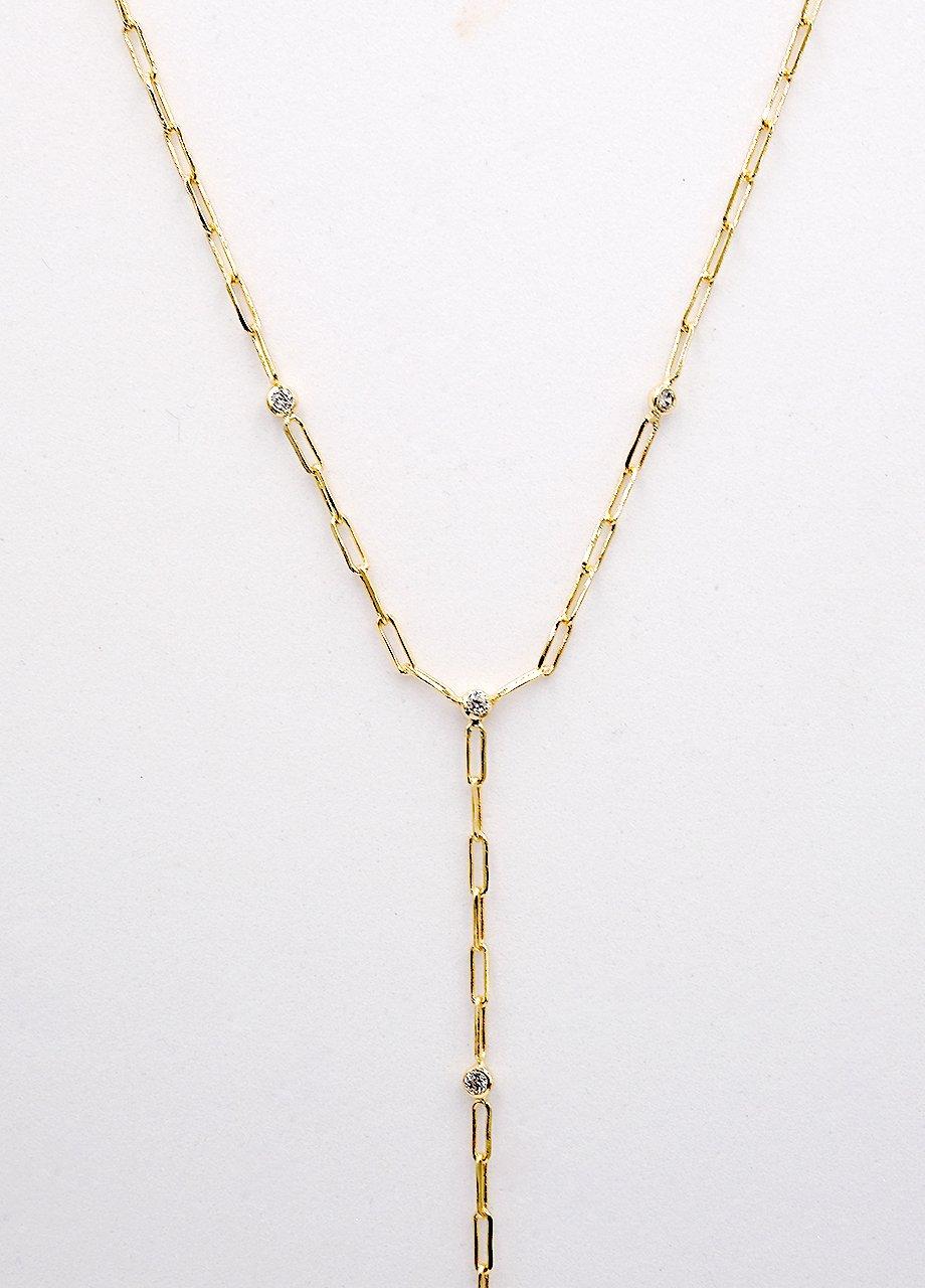 Slim Y Shaped Necklace, Gold, A528_0070, large image number 1