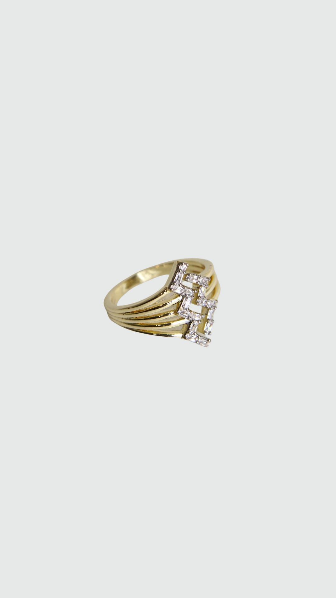 Gold Ring With Zirconia Stones, , medium
