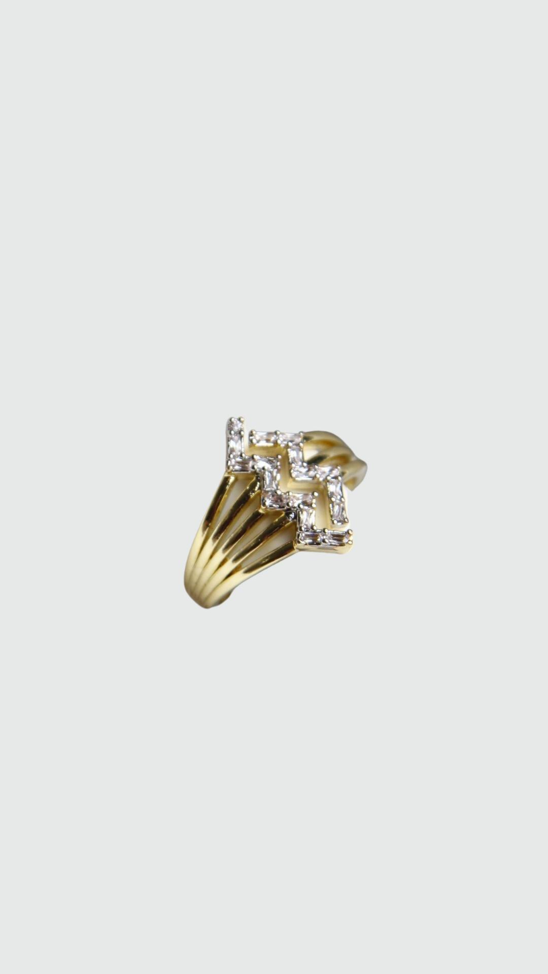 Gold Ring With Zirconia Stones, , medium