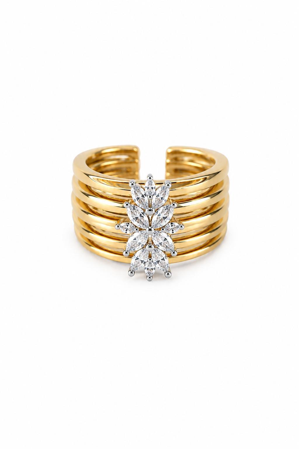 Gold Ring With Zirconia Stones, , large image number 2