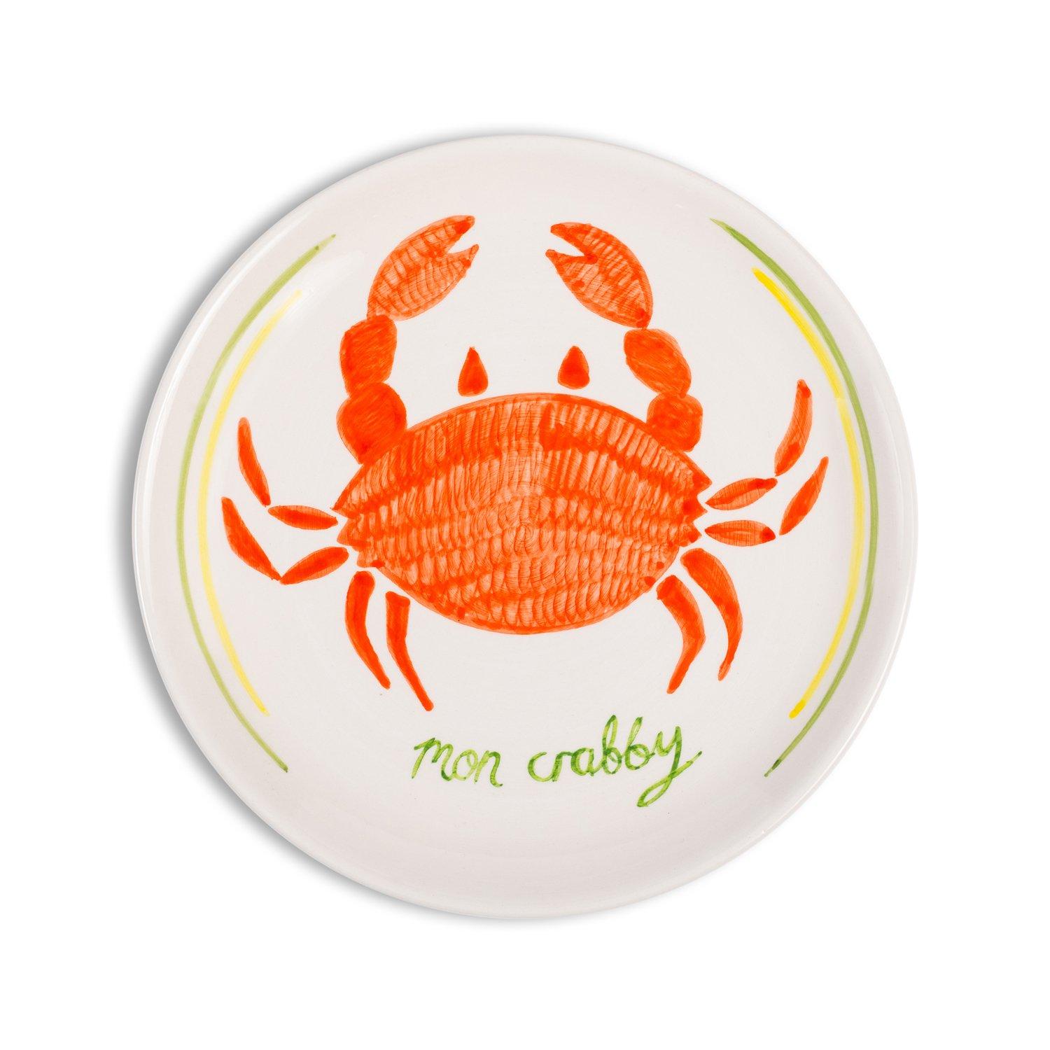 Crab Ceramic Dinner Plate, Orange, , medium