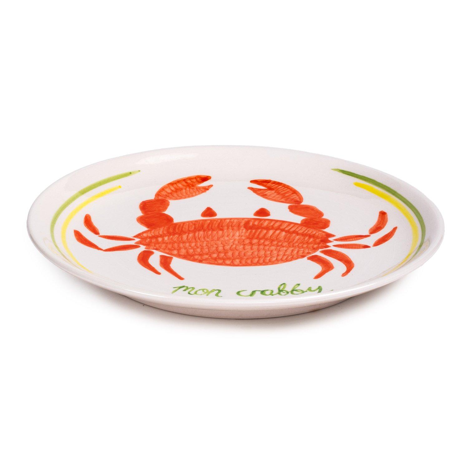 Crab Ceramic Dinner Plate, Orange, A516_SALT, large image number 1
