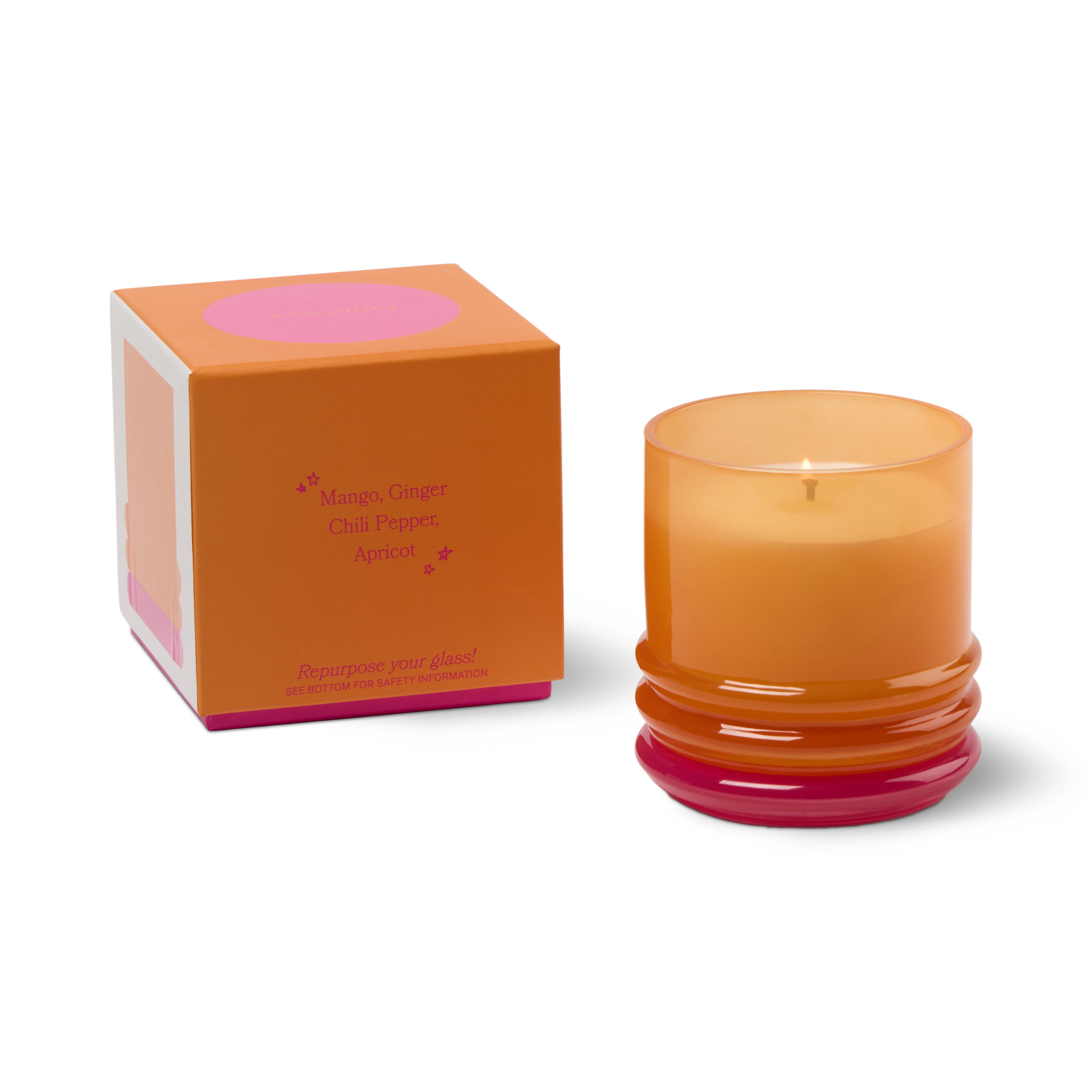 Stacked 7oz/198g Glass Candle Orange and Hot Pink - Infrared Mango, A531_STCKD, medium