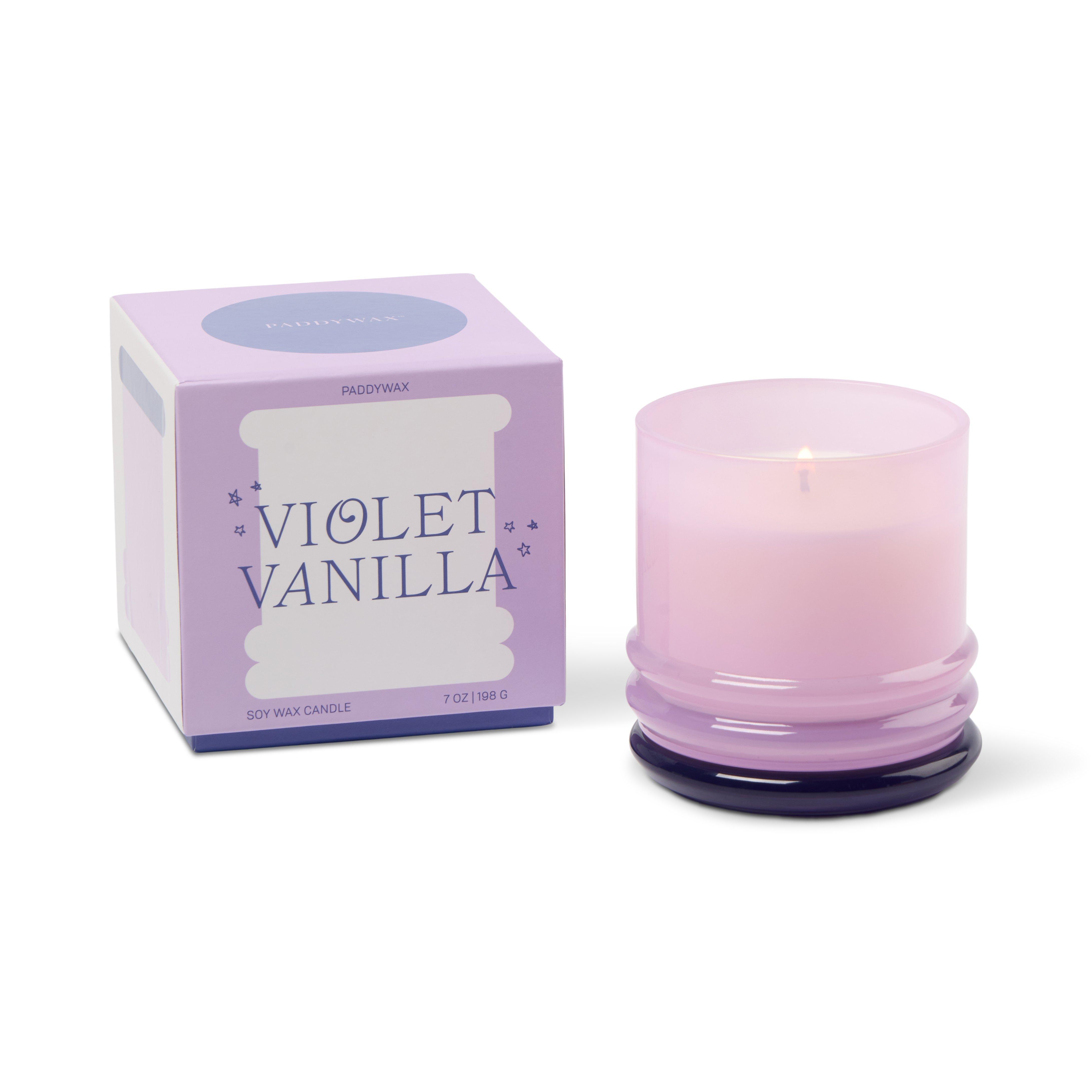 Stacked 7oz/198g Glass Candle Lavender and Dark Purple - Violet Vanilla, A531_STCKD, medium