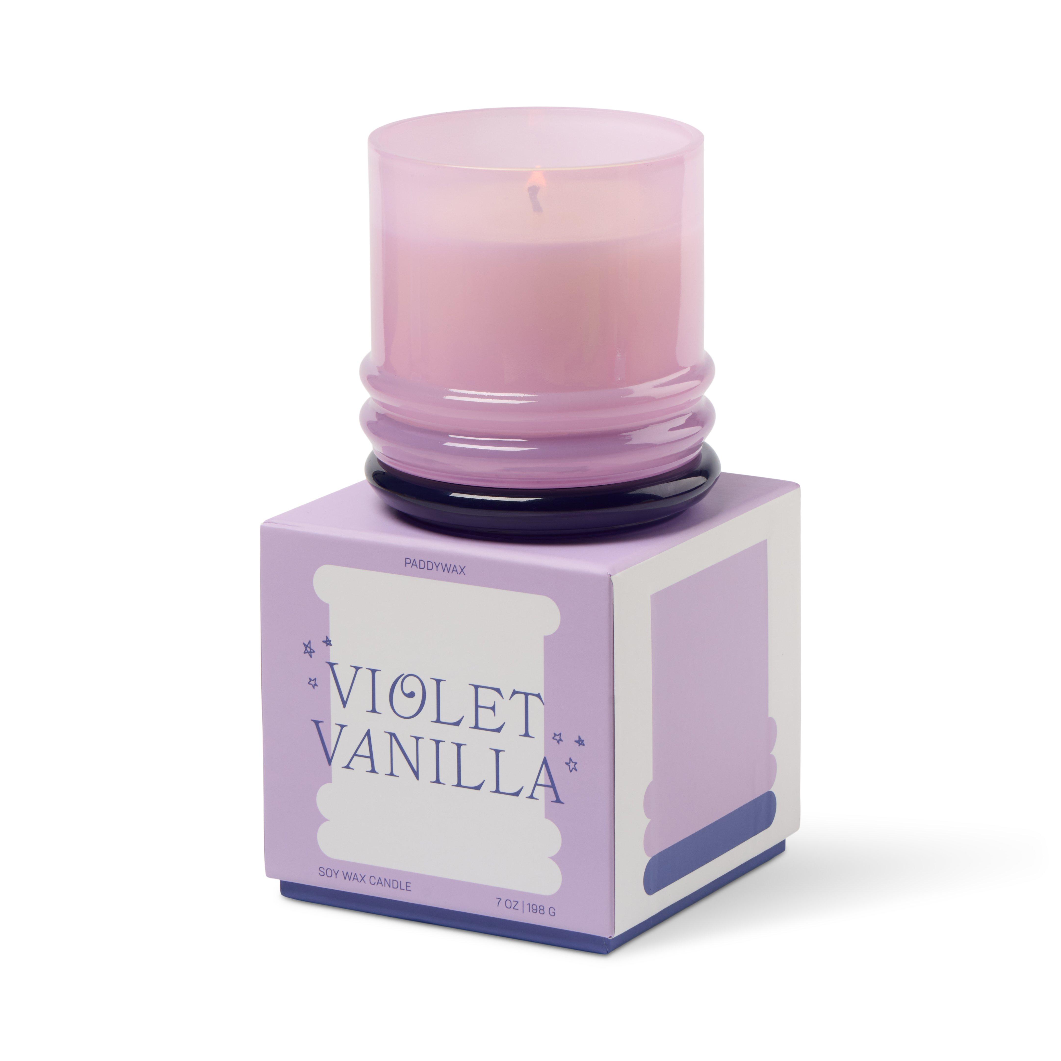 Stacked 7oz/198g Glass Candle Lavender and Dark Purple - Violet Vanilla, A531_STCKD, medium