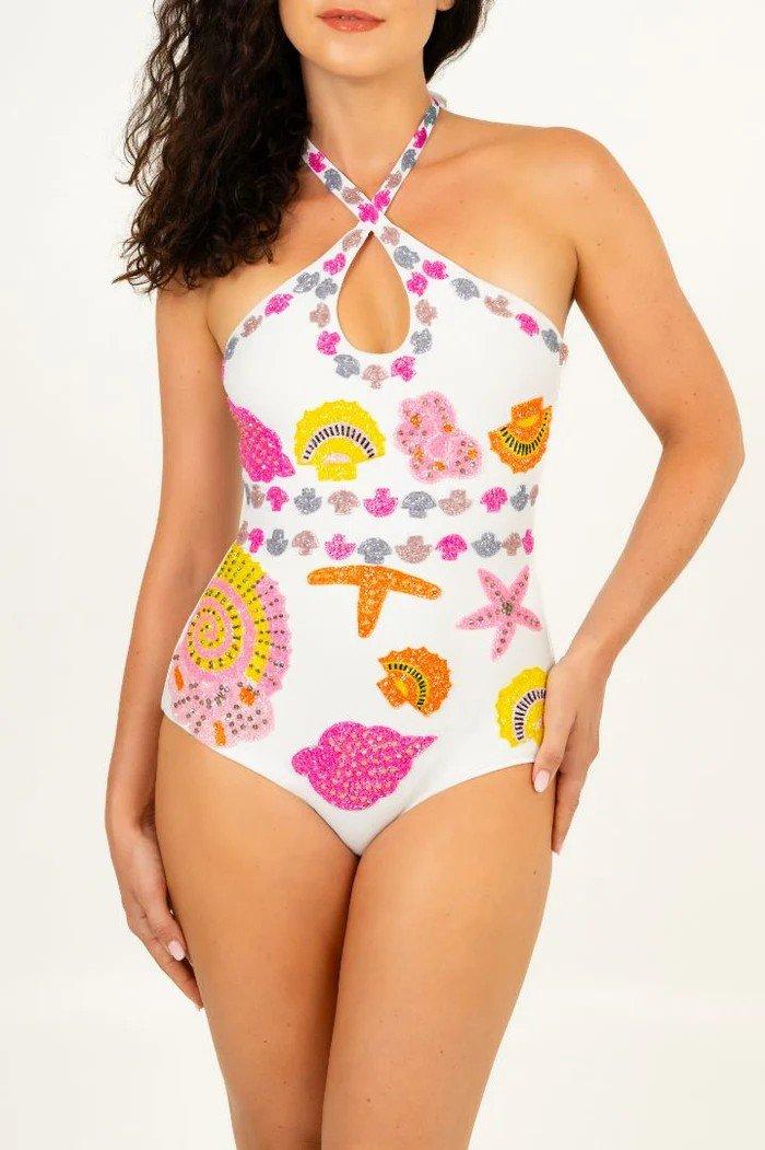 White New York Cross Over Swimsuit, A533_WHTE, large image number 3