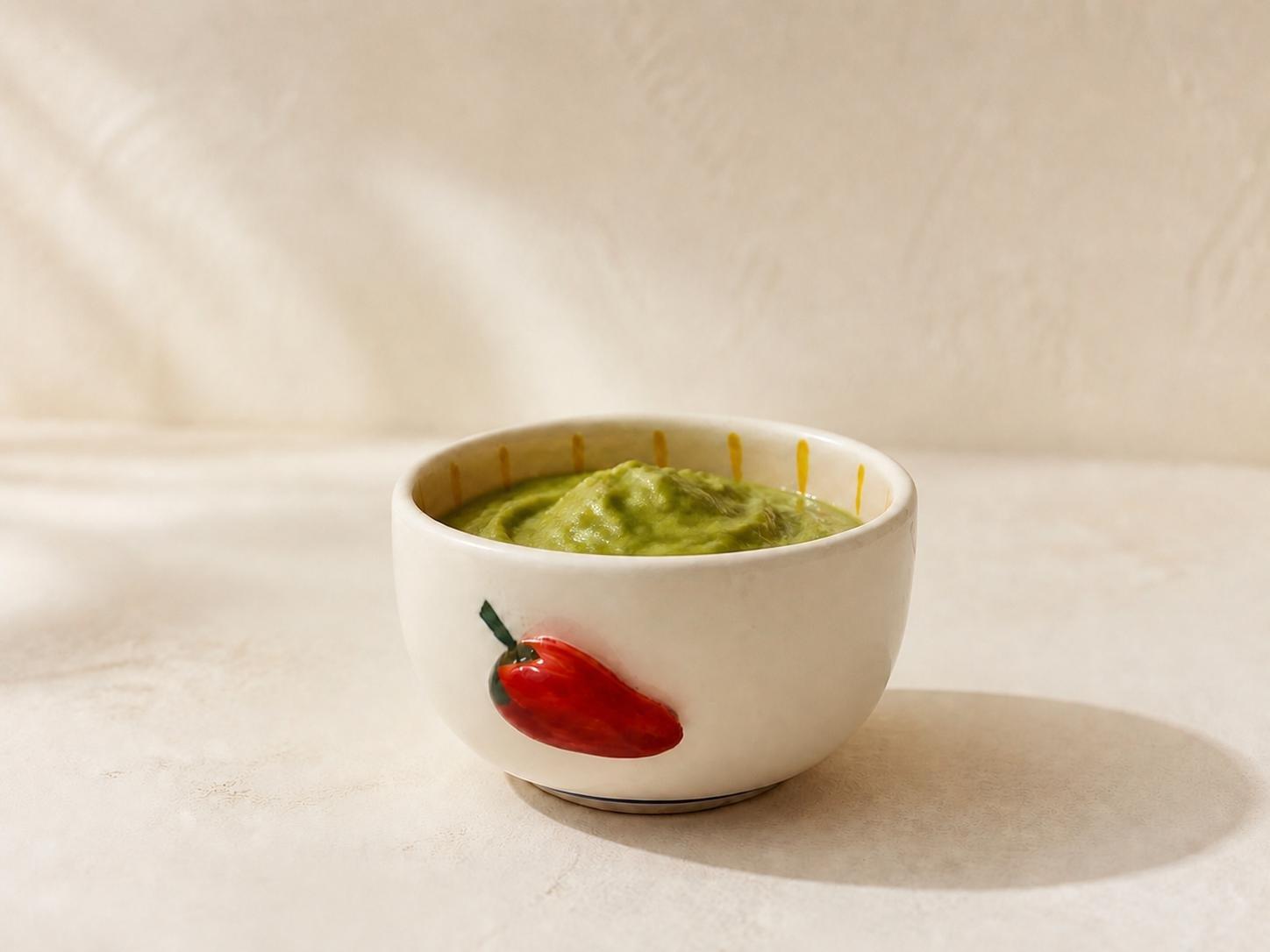 Hand-Painted Chili Pepper Ceramic Bowl, Red, , medium