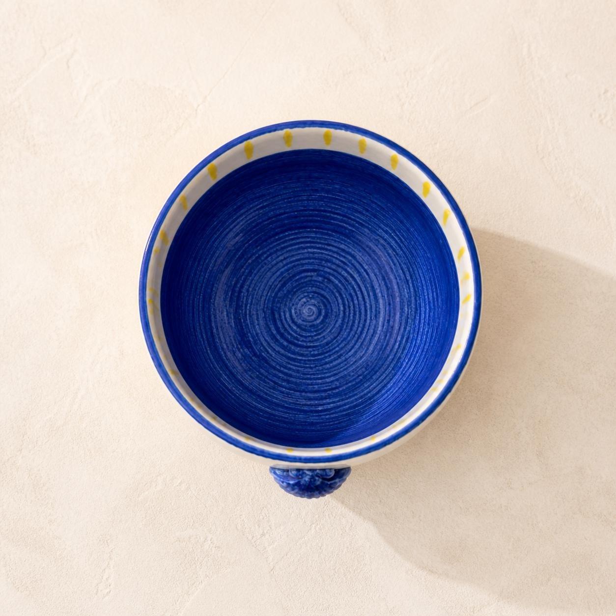 Hand-Painted Seashell Ceramic Bowl, Blue, , medium