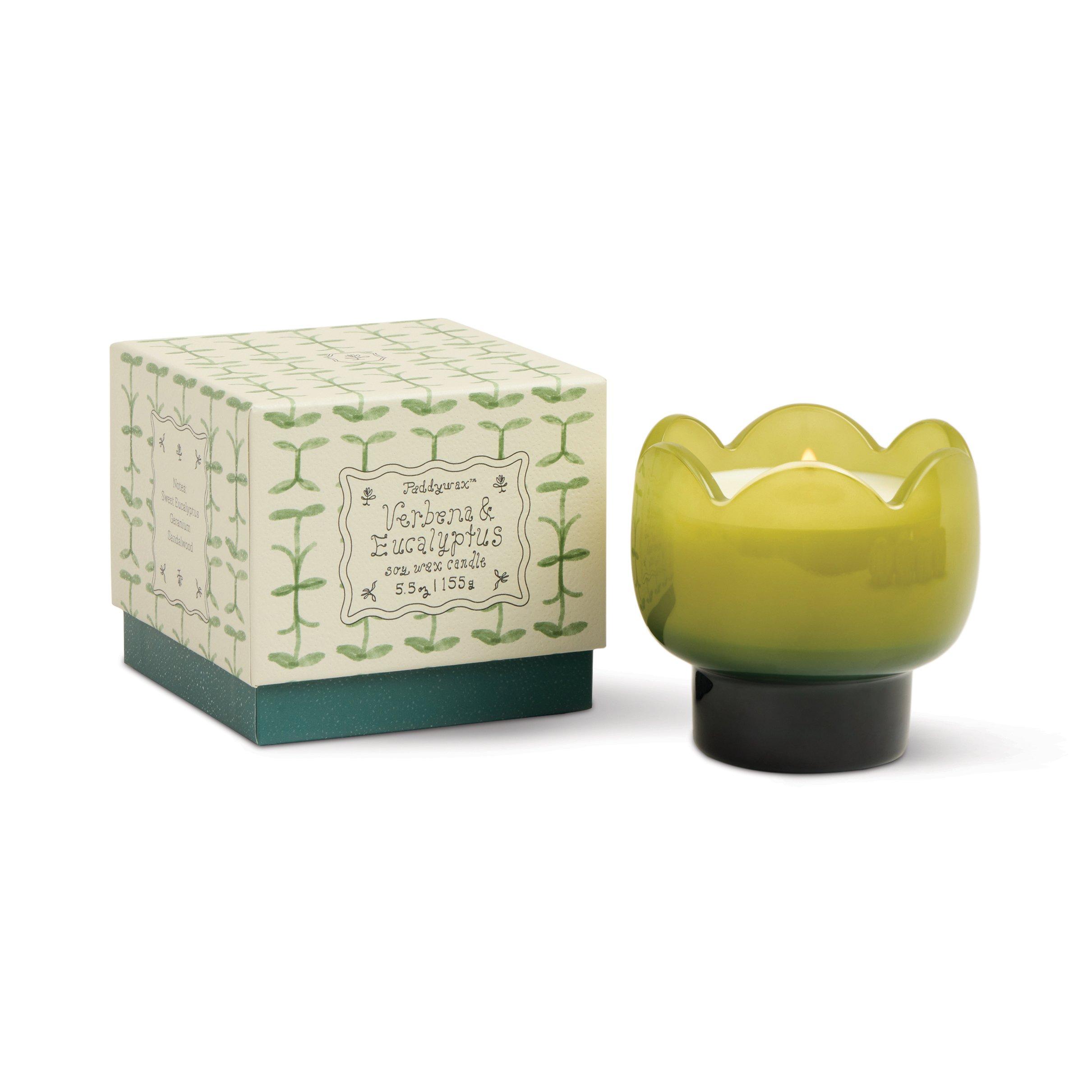 Tulip 5.5oz/155g Green and Dark Green Glass Candle - Verbena & Lemongrass, A531_TULIP, large image number 1