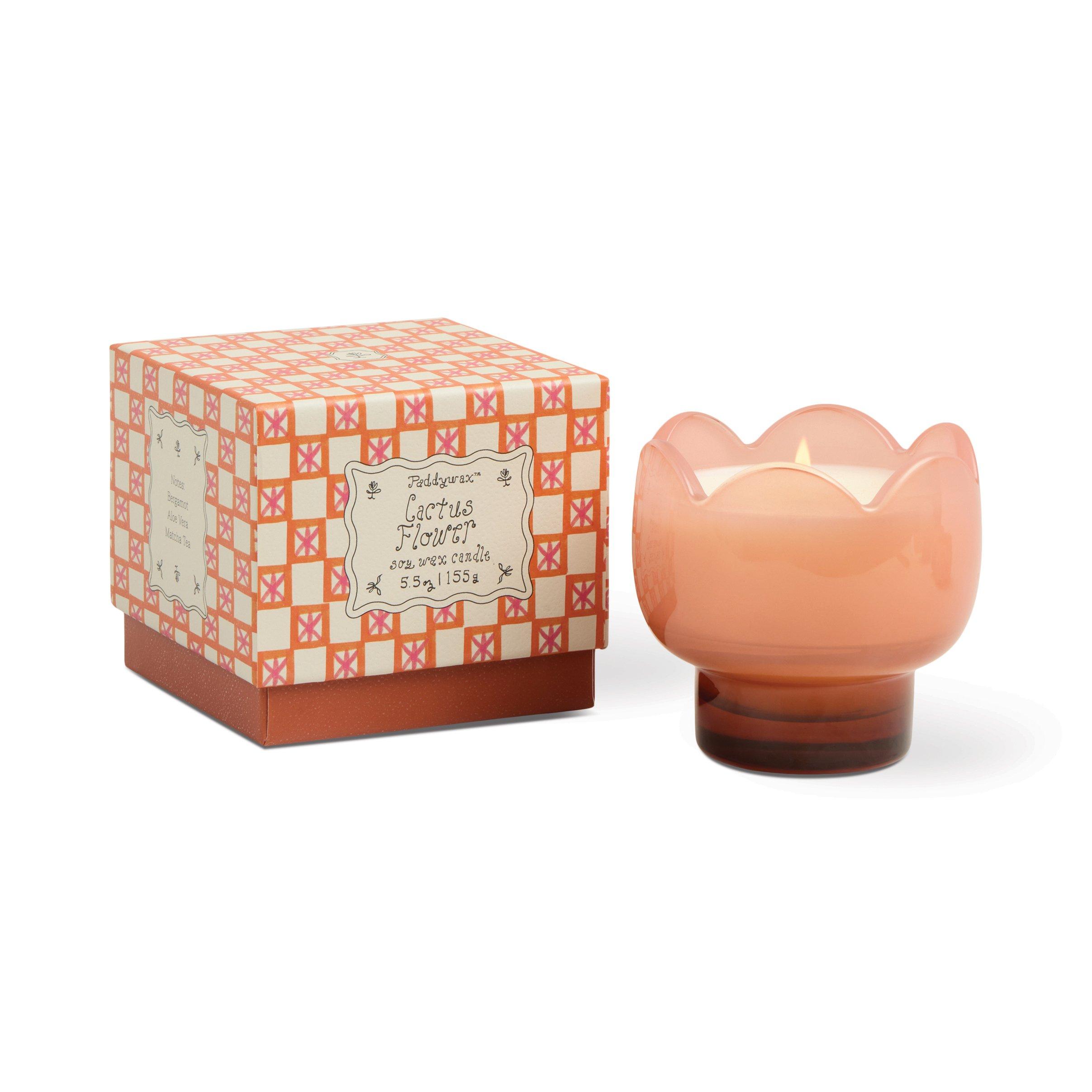 Tulip 5.5oz/155g Pink and Burnt Orange Glass Candle - Cactus Flower, A531_TULIP, large image number 1