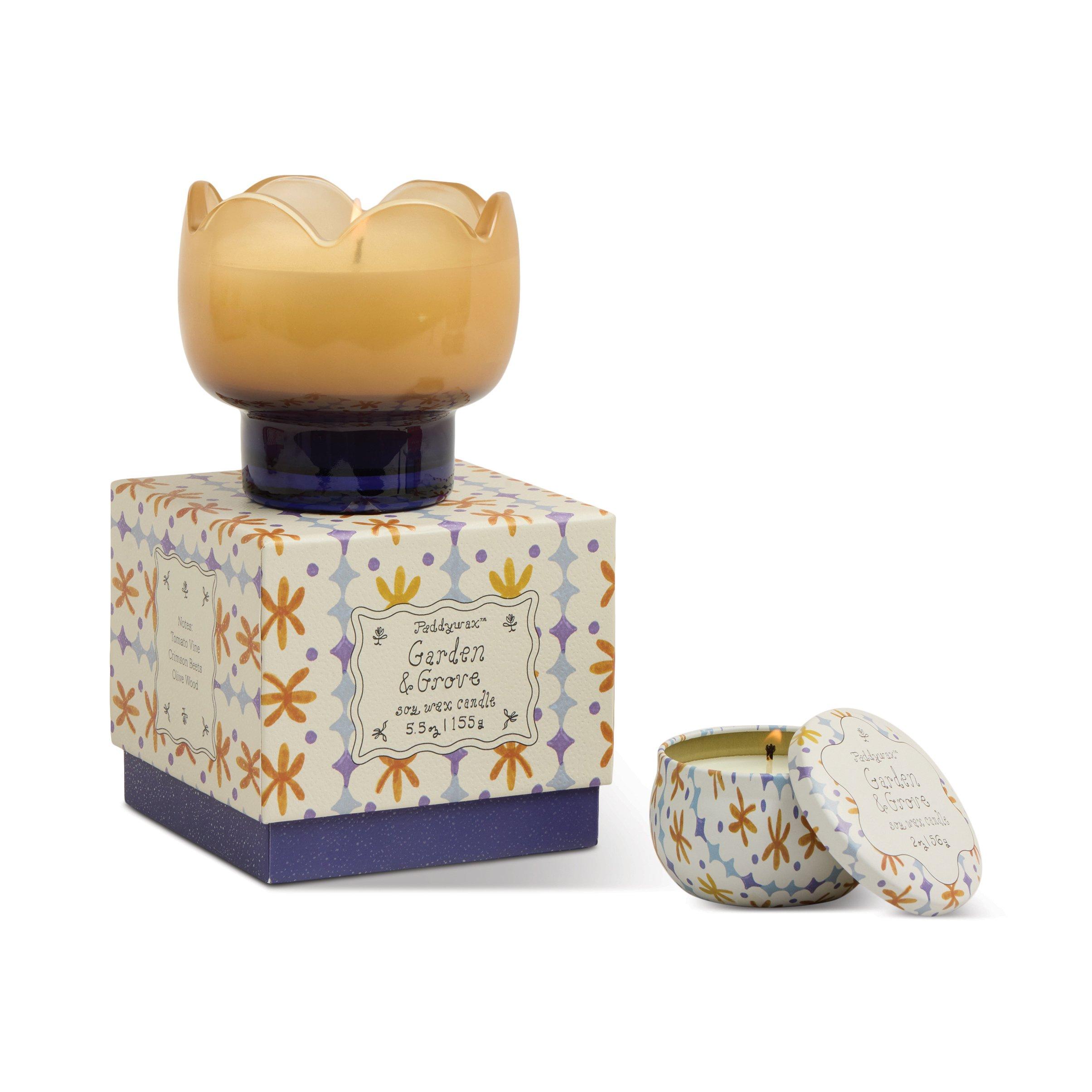 Tulip 5.5oz/155g Orange and Blue Glass Candle - Garden & Grove, A531_TULIP, large image number 0