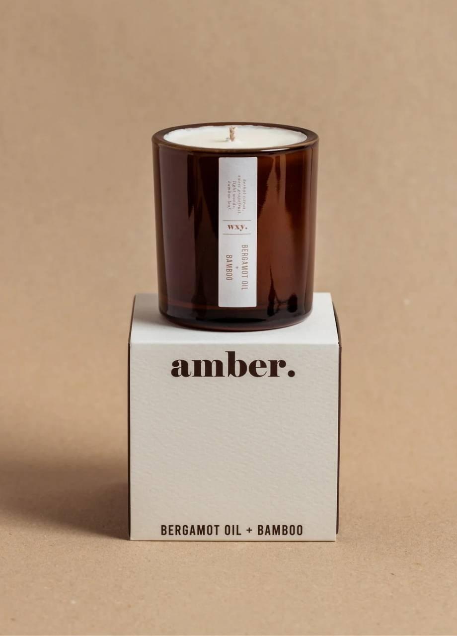 Wxy. Amber Mini Candle - Bergamot Oil & Bamboo, Brown, A525_BERG, medium
