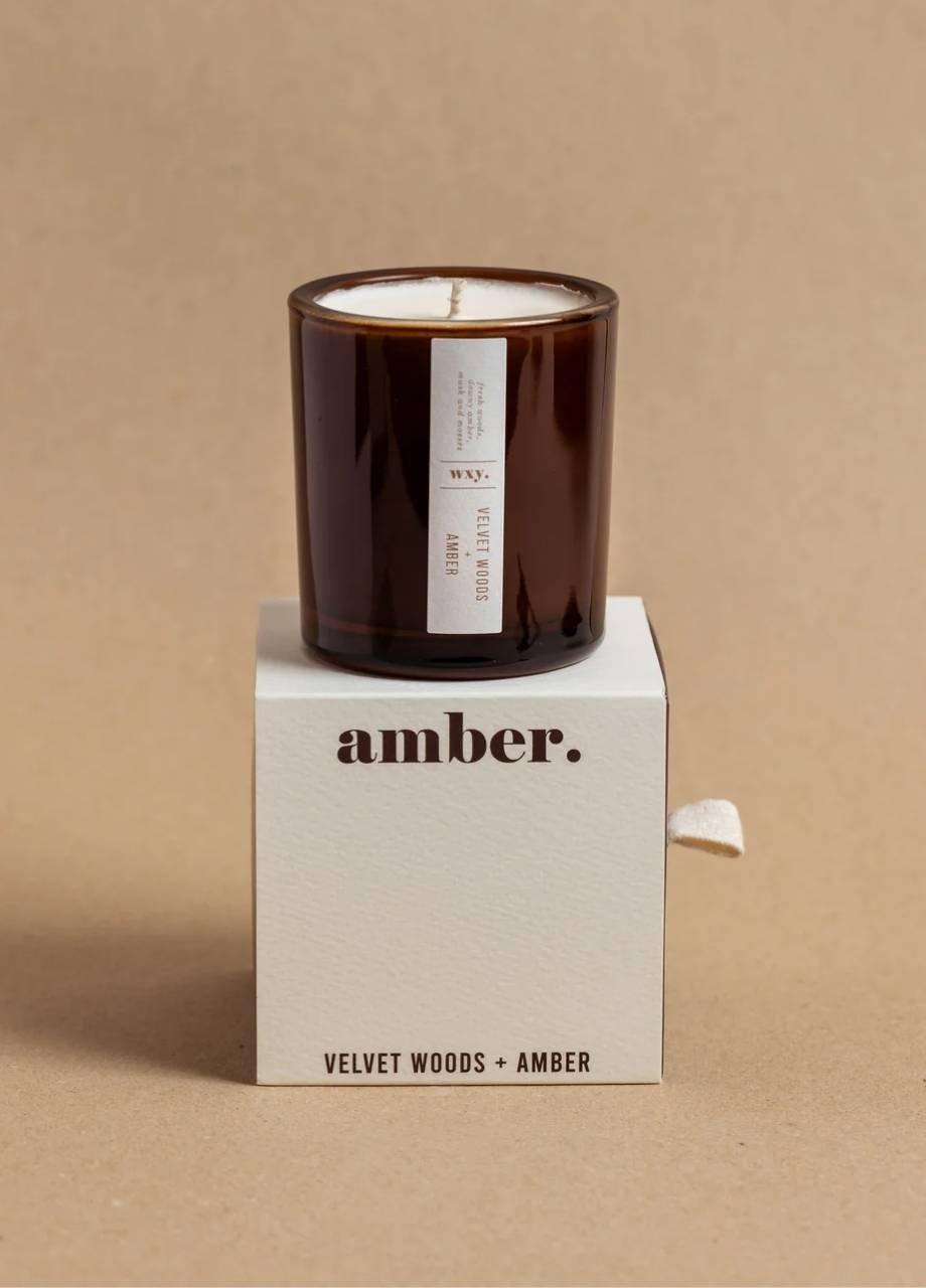 Wxy. Amber Mini Candle - Velvet Woods & Amber, Brown, A525_VELV, large image number 0