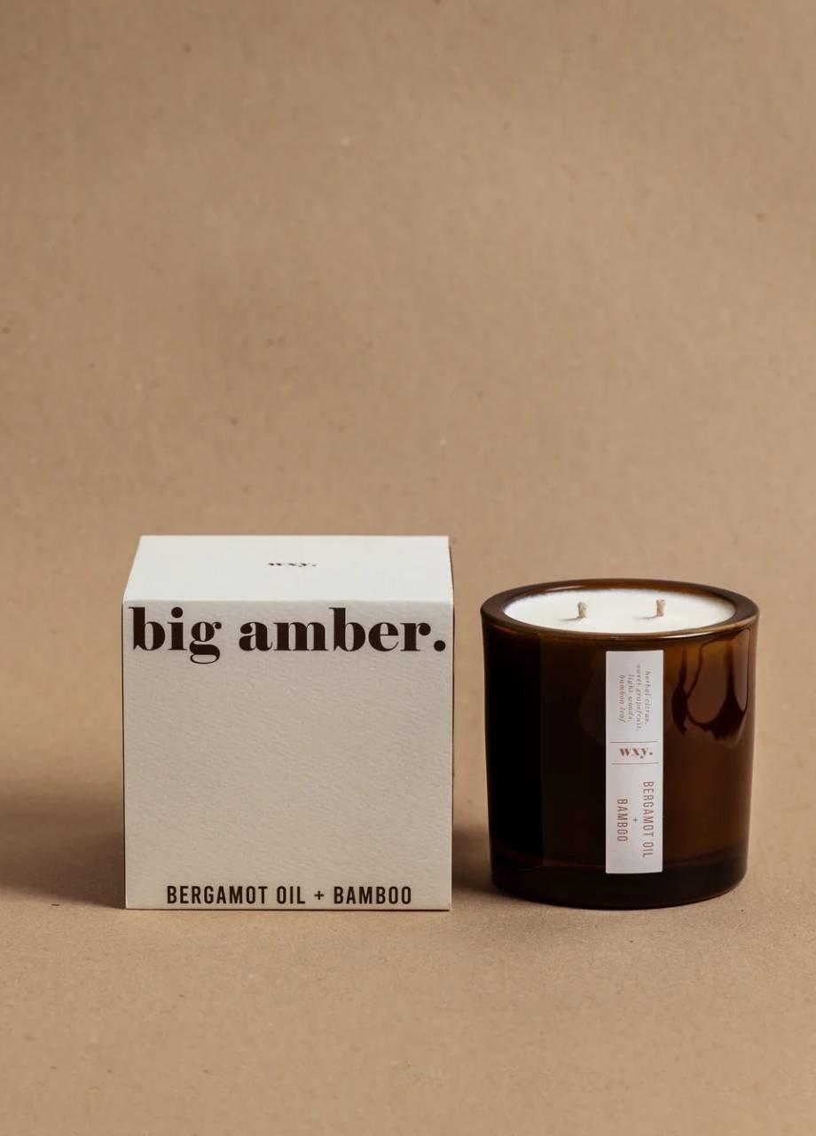Wxy. Amber Candle - Bergamot Oil & Bamboo, Brown, A525_BERG, medium