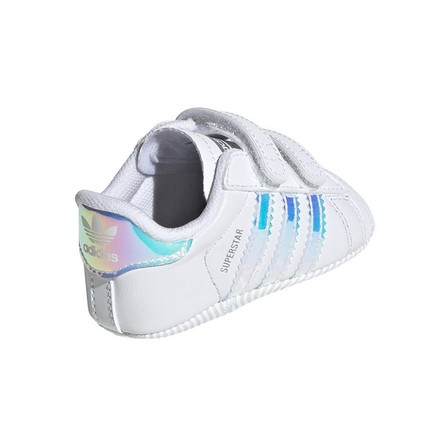Unisex Babies Superstar Silver Metallic Stripes Shoes, White, A701_ONE, large image number 4