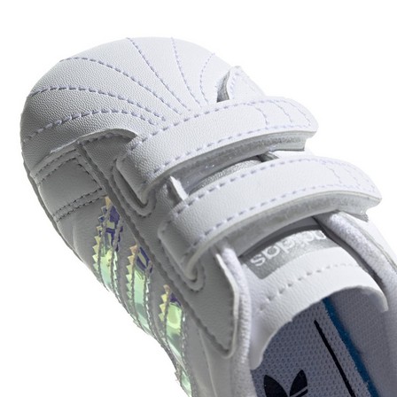 Unisex Babies Superstar Silver Metallic Stripes Shoes, White, A701_ONE, large image number 9