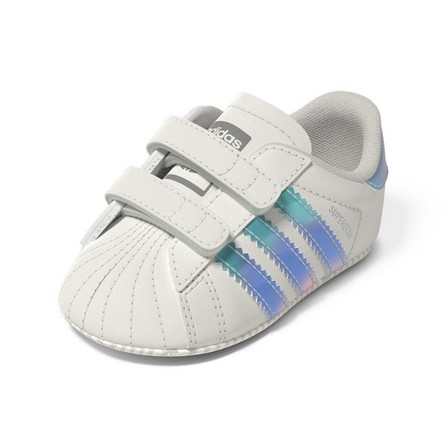 Unisex Babies Superstar Silver Metallic Stripes Shoes, White, A701_ONE, large image number 12