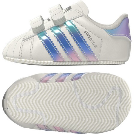 Unisex Babies Superstar Silver Metallic Stripes Shoes, White, A701_ONE, large image number 17