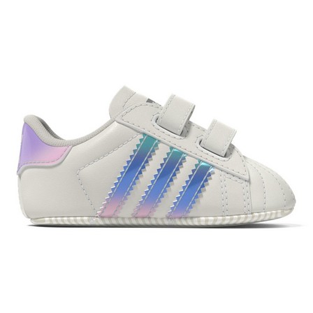 Unisex Babies Superstar Silver Metallic Stripes Shoes, White, A701_ONE, large image number 20