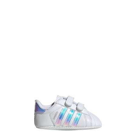 Unisex Babies Superstar Silver Metallic Stripes Shoes, White, A701_ONE, large image number 24