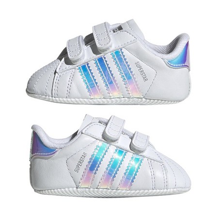Unisex Babies Superstar Silver Metallic Stripes Shoes, White, A701_ONE, large image number 25