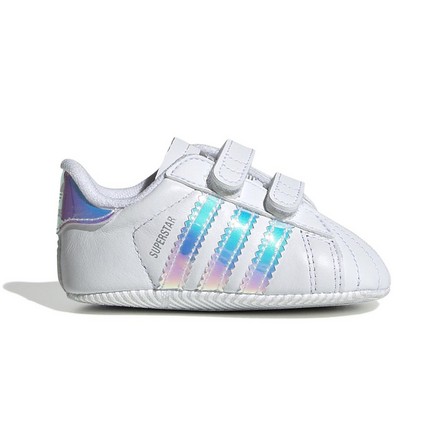 Unisex Babies Superstar Silver Metallic Stripes Shoes, White, A701_ONE, large image number 27