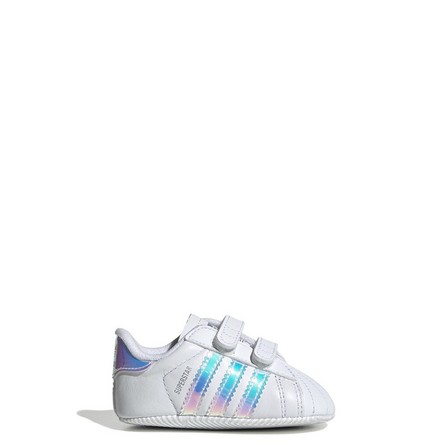 Unisex Babies Superstar Silver Metallic Stripes Shoes, White, A701_ONE, large image number 28